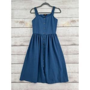 Zink London Button Down Tank Dress Women's Size Small Blue
